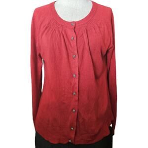 Red Button Up Cardigan Sweater Size XL